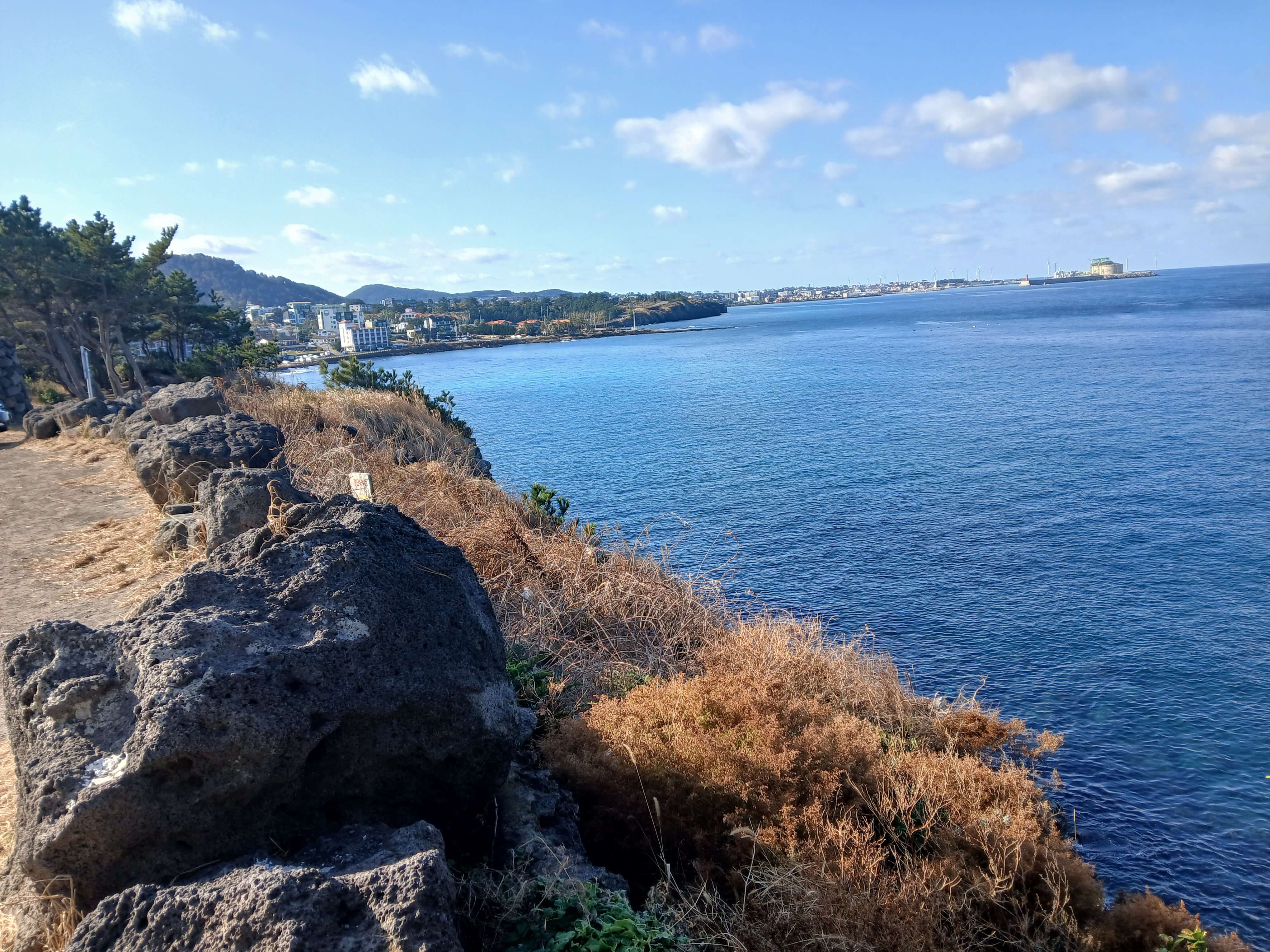 Scenic Aewol coastal road on Jeju Island